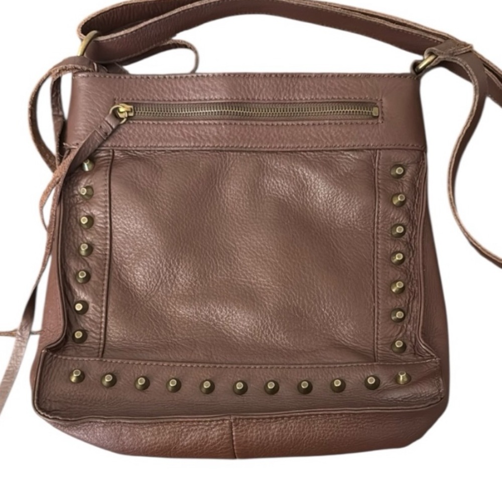 Lucky Brand “Dixie” brown Leather Studded Crossbody Bag